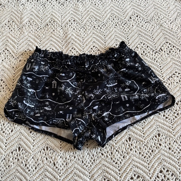 Old Navy Shorts Vacation Themed Black White Elastic Waist Tie Women's Size L - Picture 1 of 4